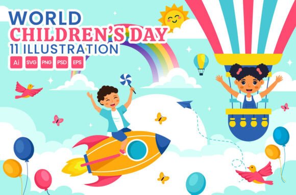 11 World Children's Day Vector Illustration for Branding and Packaging