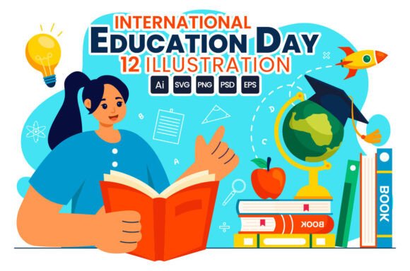 12 International Education Day Vector Illustration for Branding