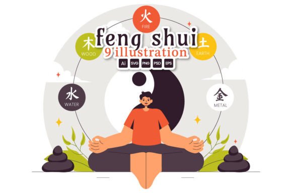 9 Feng Shui Elements Illustration for Handmade Projects