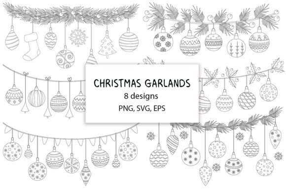 Christmas Garland Doodle Collection: A Versatile Graphic Design Asset