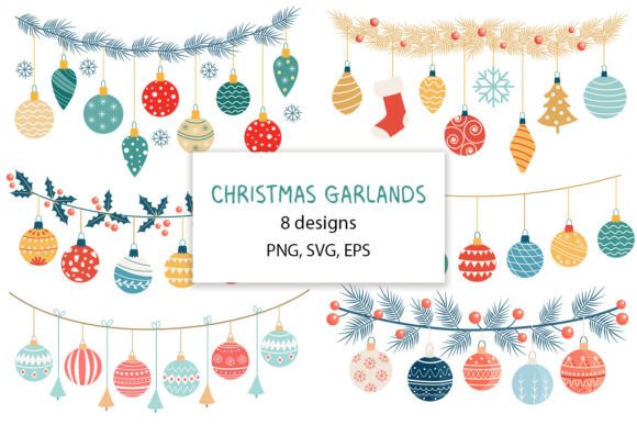 Christmas Garlands Collection: A Graphic Design Asset for Festive Illustrations