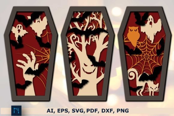 COFFIN HALLOWEEN SVG Bundle for Autumn Laser Cutting Projects