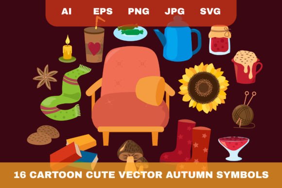 Cozy Autumn Elements Set for Blog Graphics and Illustrations