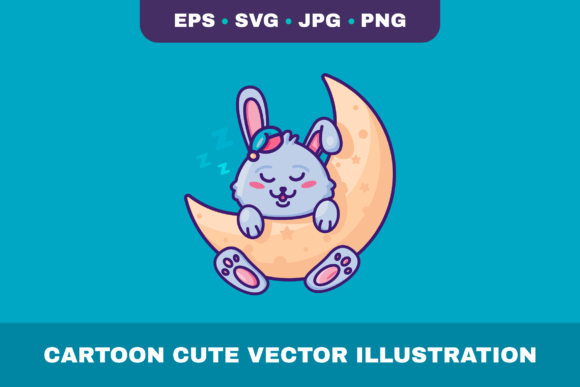 Cute Sleeping Rabbit Graphics for Branding and Marketing