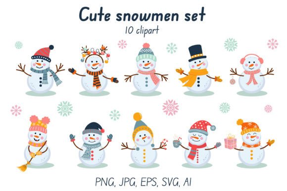 Cute Snowmen Set for Blog and Website Graphics