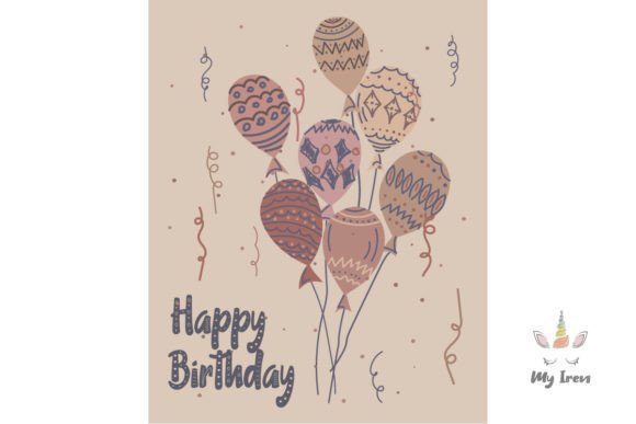 Happy Birthday with Balloons 5 Graphics for Digital Sellers