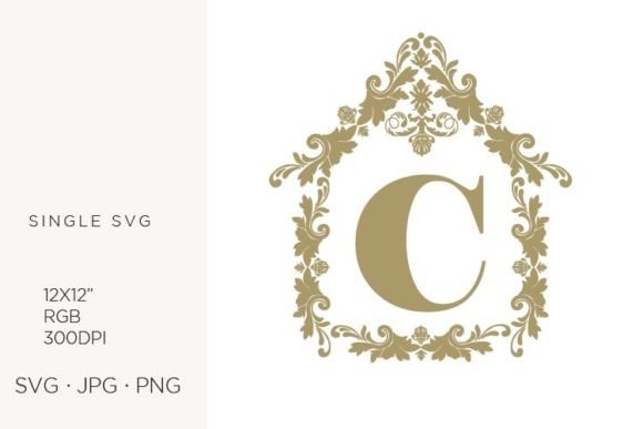 House Like Ornamental Emblem, Letter C Graphics
