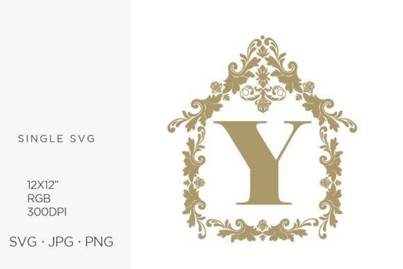 House Like Ornamental Emblem with Letter Y