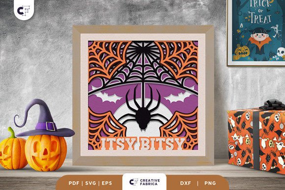 Itsy Bitsy Spider Web 3D Shadow Box for Halloween