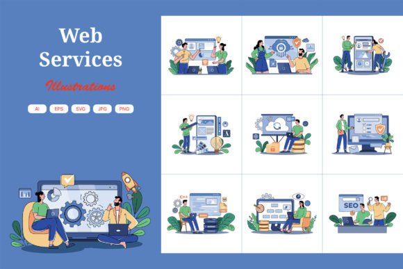 M690_Web Services Illustration Pack: A Modern Graphic Asset for Web Design