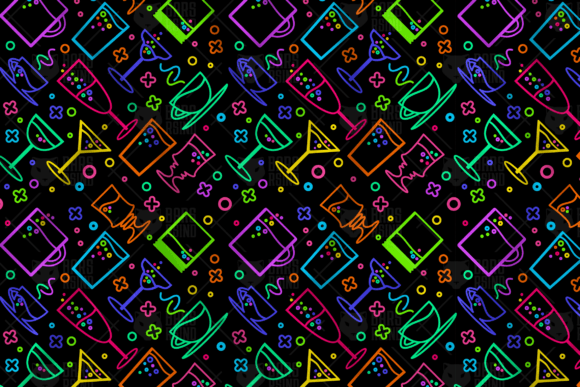 Neon Drink Seamless Pattern for Crafting and Graphics