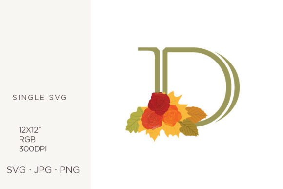 Rose Flowers As a Part of Letter D Graphics