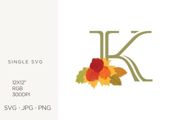 Rose Flowers As a Part of Letter K Graphics