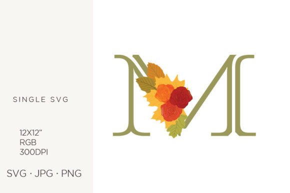 Rose Flowers As a Part of Letter M Graphics