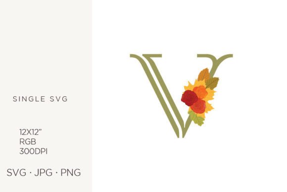 Rose Flowers As a Part of Letter V Graphics