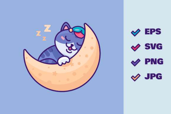 Sleeping Cat Graphics for Branding and Illustrations