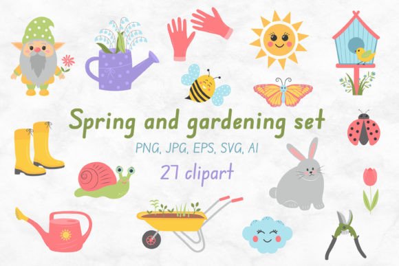 Spring and Gardening Set: A Graphic Design Asset for Handmade Creations
