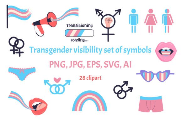 Transgender Visibility Set of Symbols – A Vibrant Graphic Design Asset
