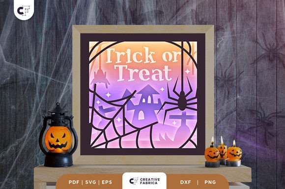 Trick or Treat Spider Web 3D SVG for Halloween Marketing