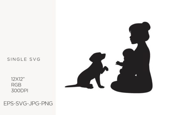 Woman with Baby and Dog Graphics for Blog and Website Use