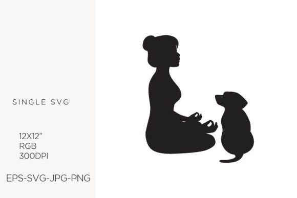 Woman with Dog Graphics for Crafting & Illustrations